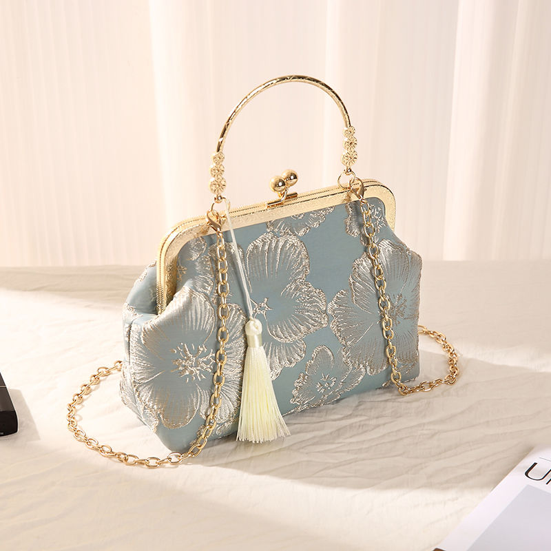 Floral Embroidered Silk Clutch