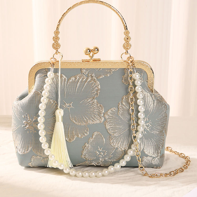 Floral Embroidered Silk Clutch