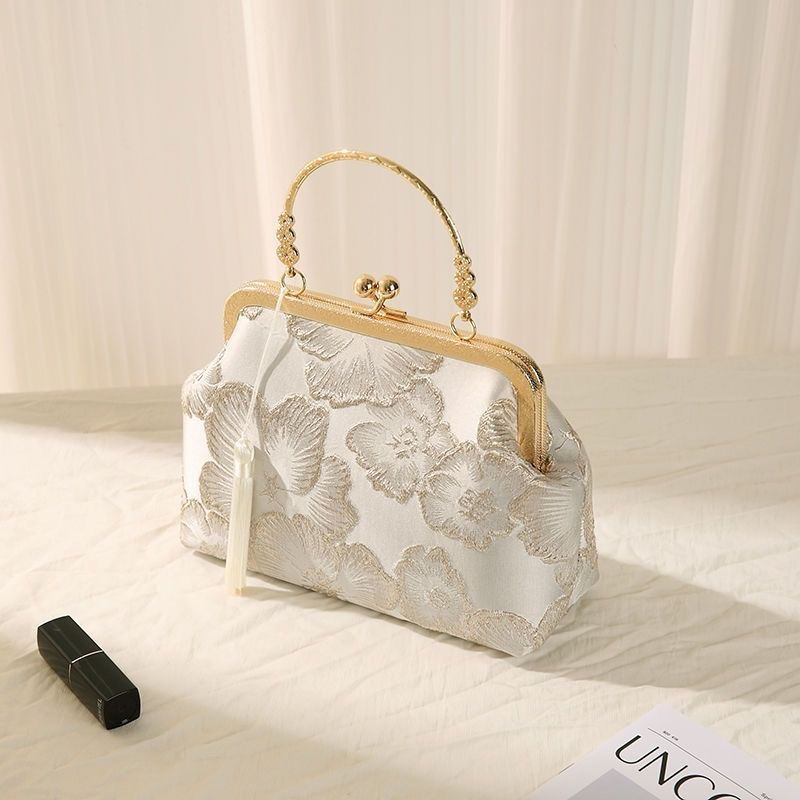 Floral Embroidered Silk Clutch