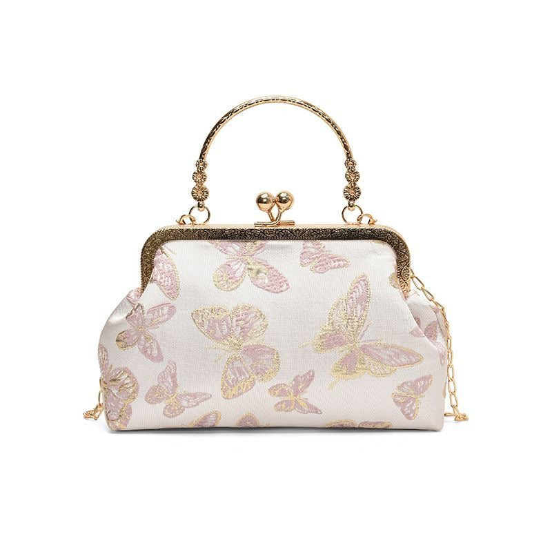 Pink Butterfly Embroidered Clutch