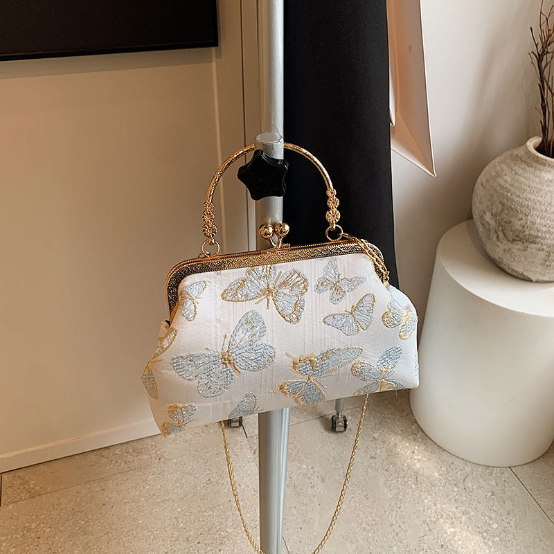 Blue Butterfly Embroidered Clutch