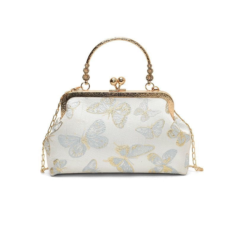 Blue Butterfly Embroidered Clutch