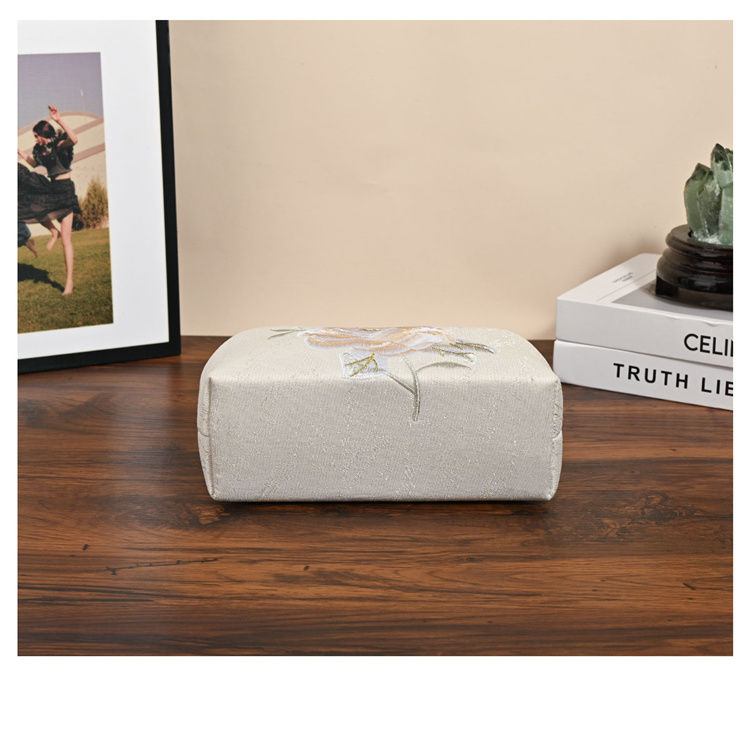 White Embroidered Silk Clutch