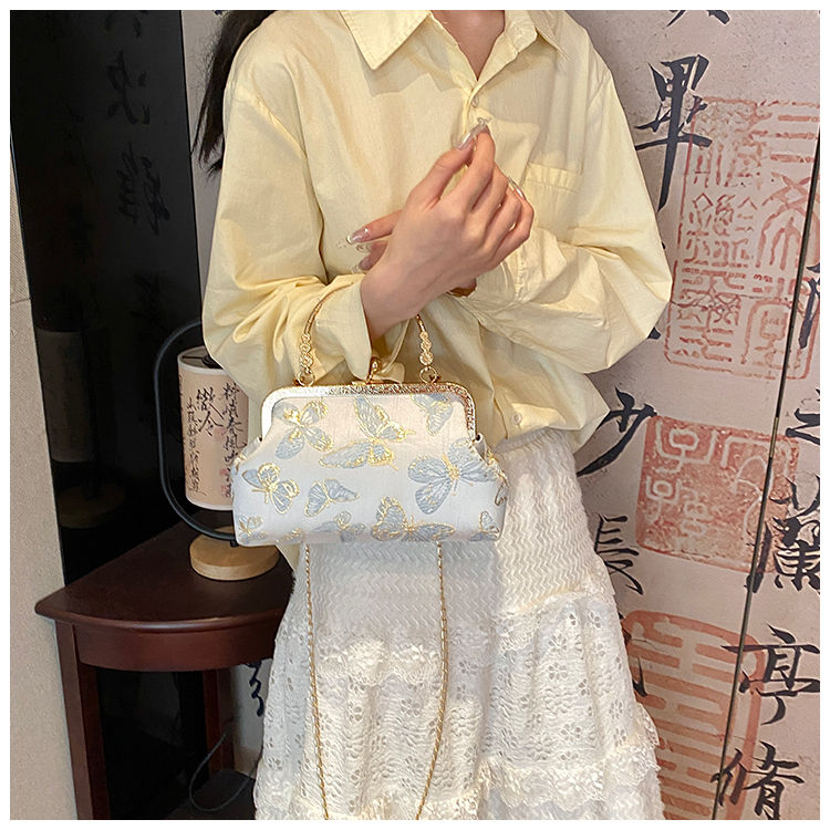Blue Butterfly Embroidered Clutch