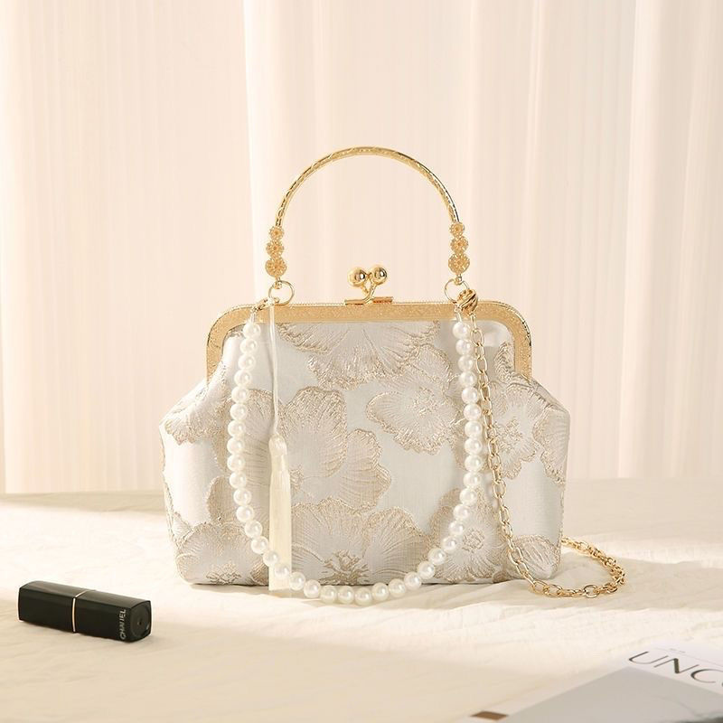 Floral Embroidered Silk Clutch