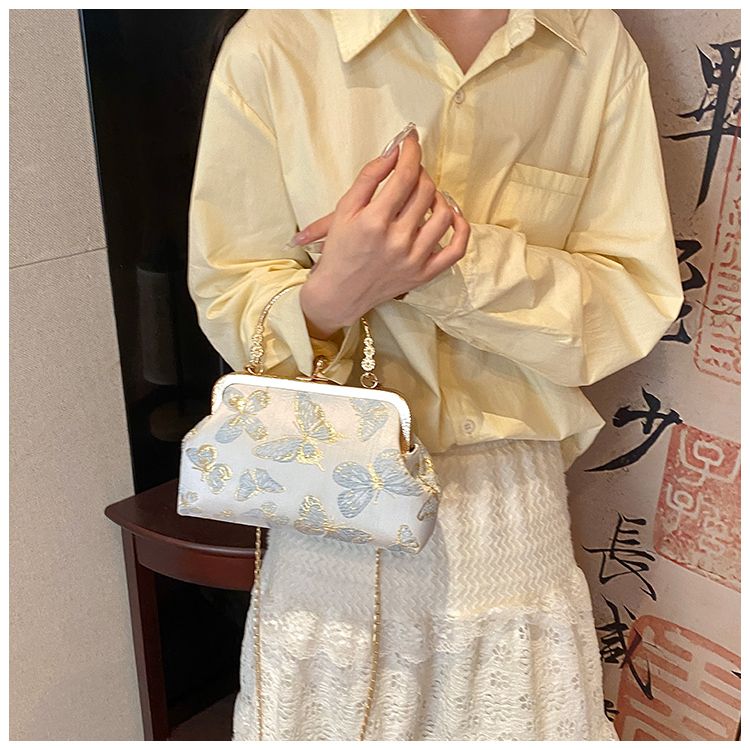 Blue Butterfly Embroidered Clutch