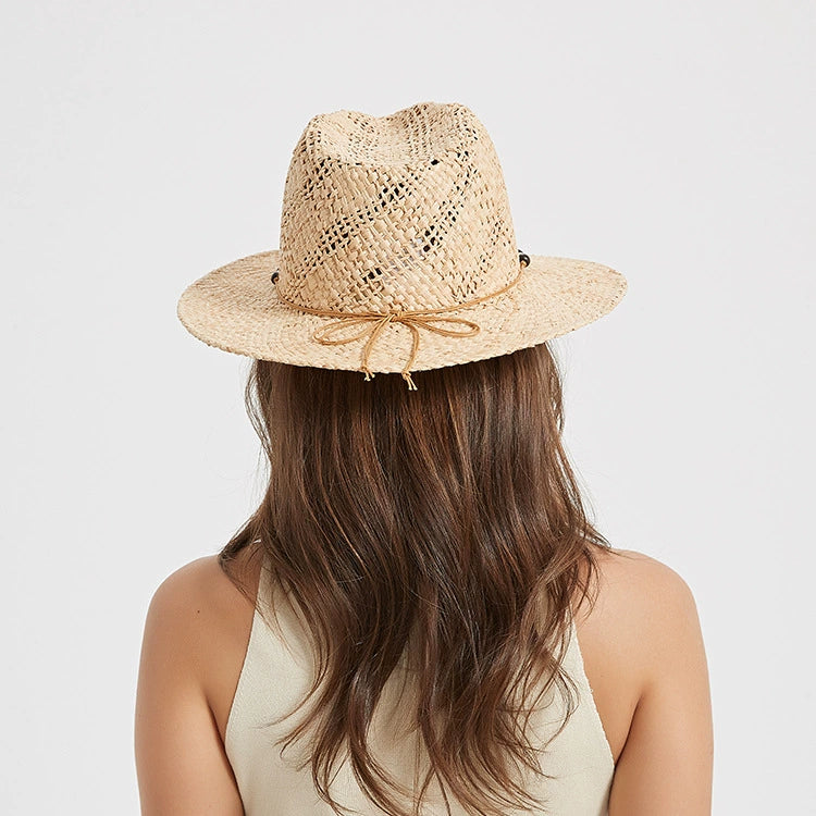 Beaded Brim Raffia Hat