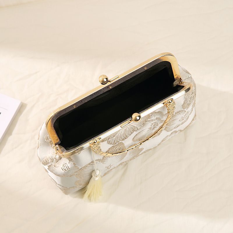 Floral Embroidered Silk Clutch
