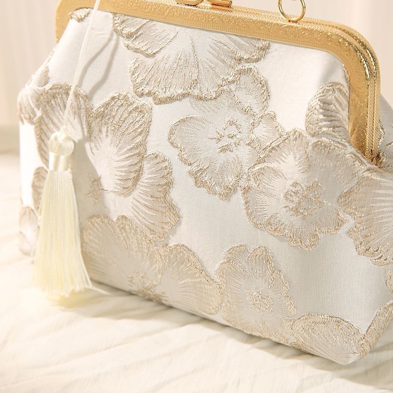 Floral Embroidered Silk Clutch